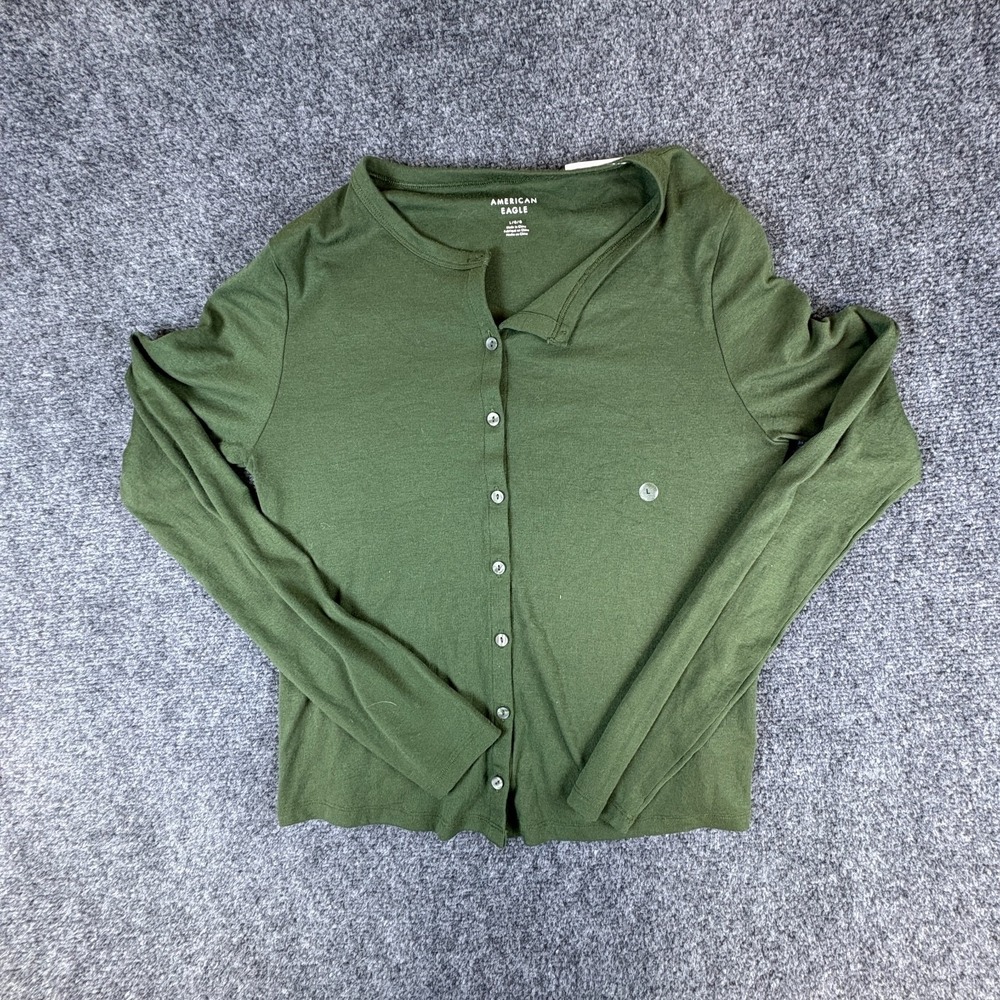 American Eagle Outfitter Cardigan Sweater Womens Large Green Casual Button Front